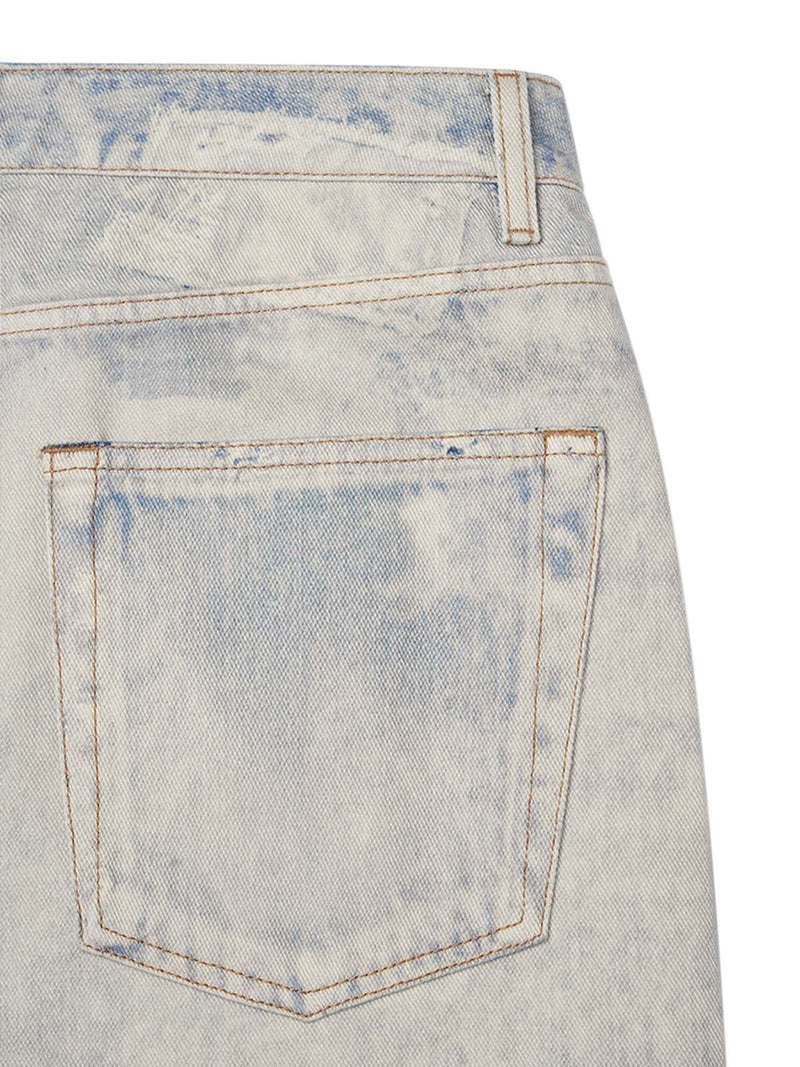 Washed Raw Edge Tie-dye Print Straight Jeans