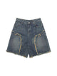 Retro Stitching Diamonds Embroidery Shorts