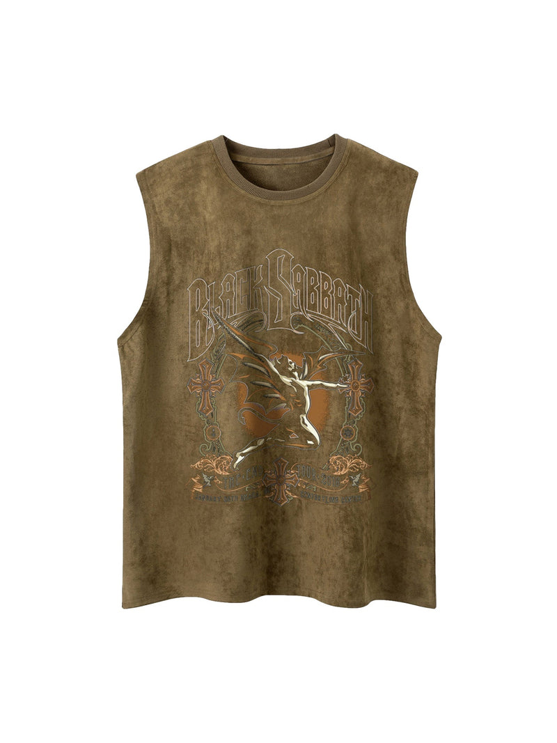 Printed Crew Neck Casual Vest