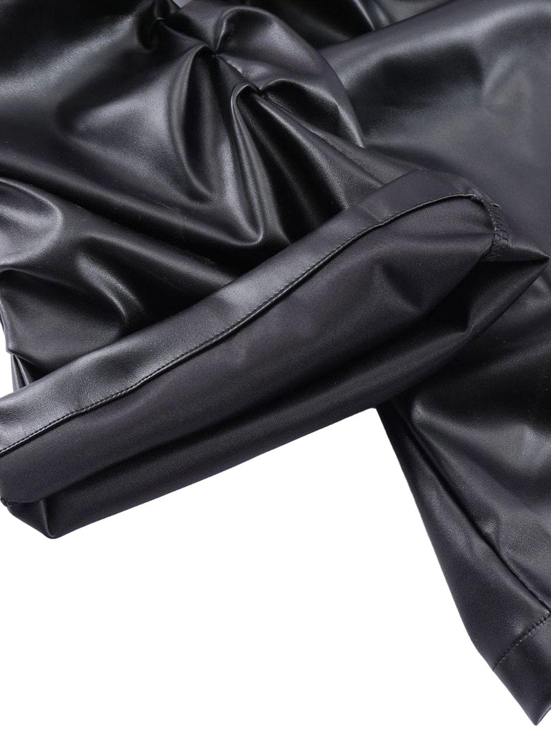 Punk Style Pleated Leather Pants