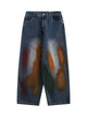 Distressed Ink Graffiti Straight Jeans