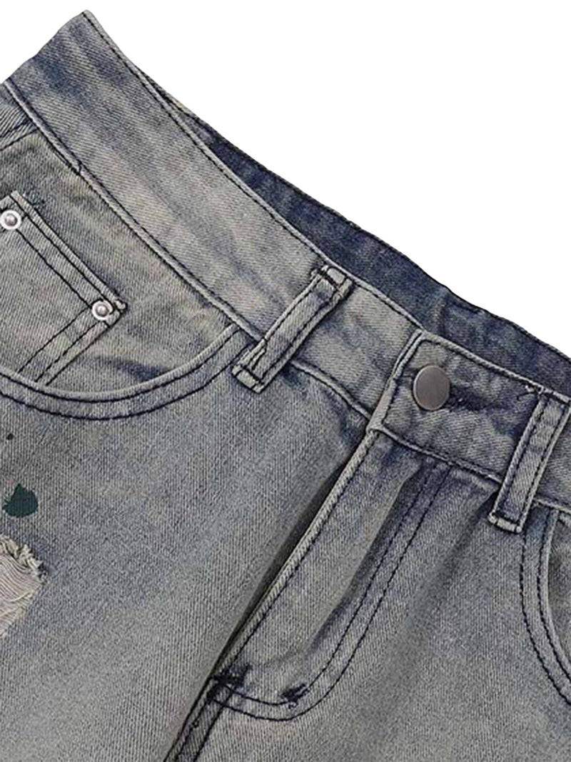 Vintage Ink Splash Washed And Distressed Jeans