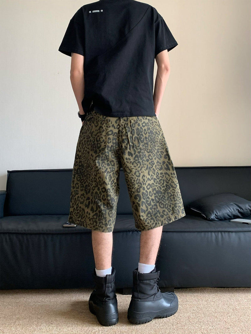 Vintage Leopard Print Cropped Trousers Jort