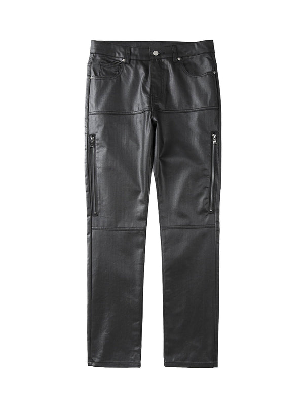 Retro Zipper Pocket Slim Straight Pants