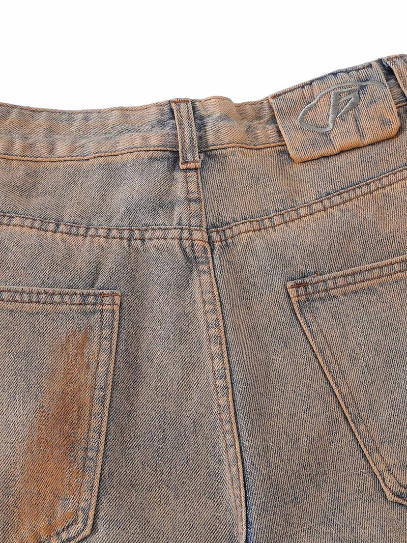 Retro Ripped Washed Patina Street Hip-Hop Jeans