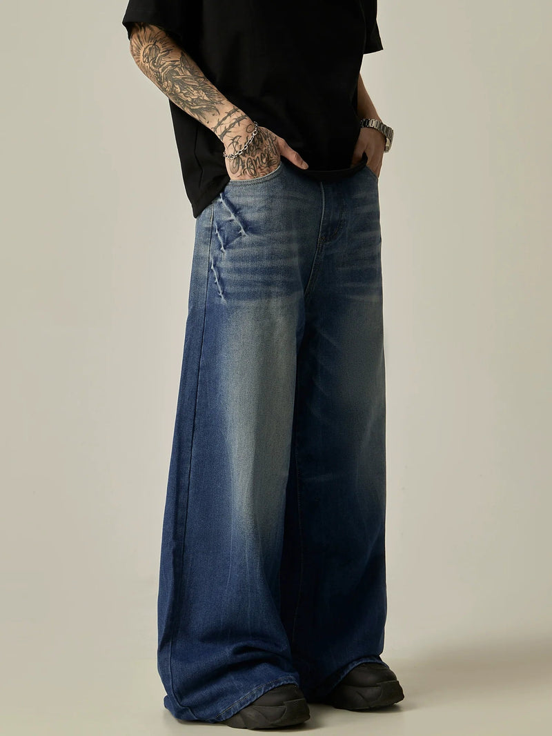 Ombre Fade Ultra-Wide Leg Vintage Denim Jeans