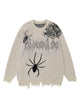 Round-neck Spider Destroy Design Sweater