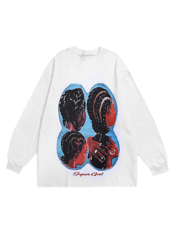 Hiphop Spoof Print Long Sleeve T-shirt