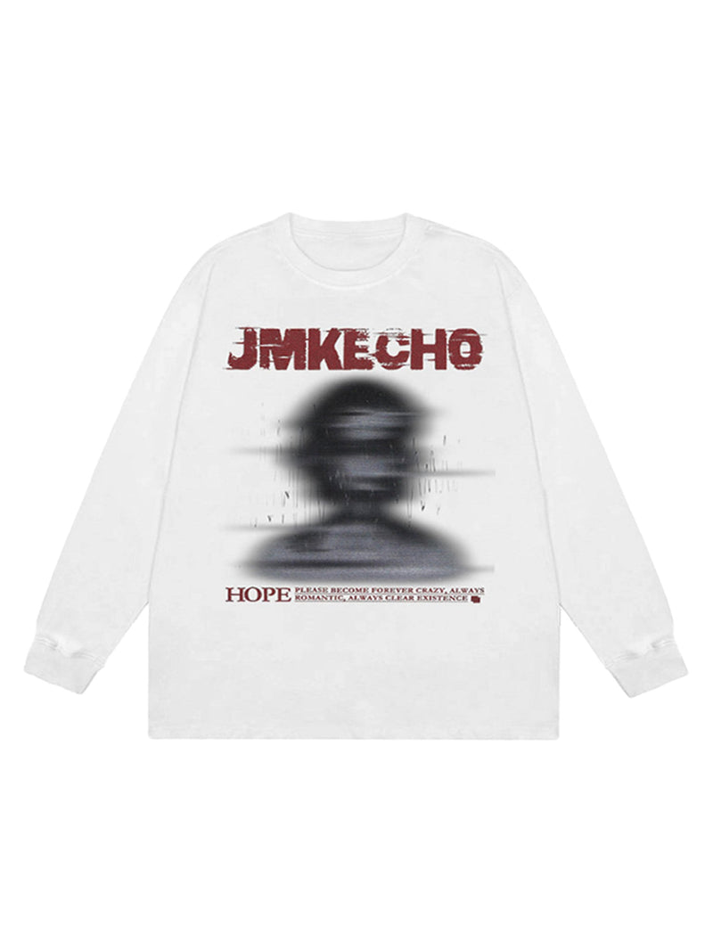 Blurred Silhouette Print Long Sleeve T-shirt