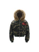 Embroidered Detachable Fur Hooded Jacket