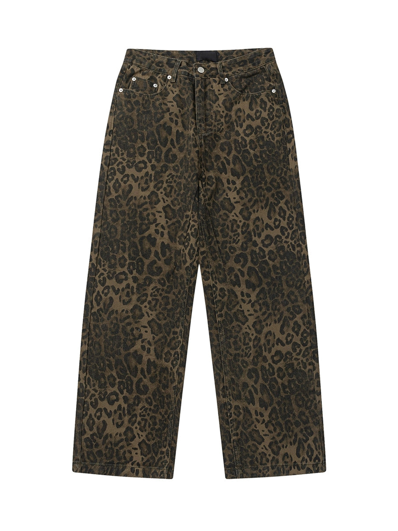 Wild Print Wide Jeans - chiclara