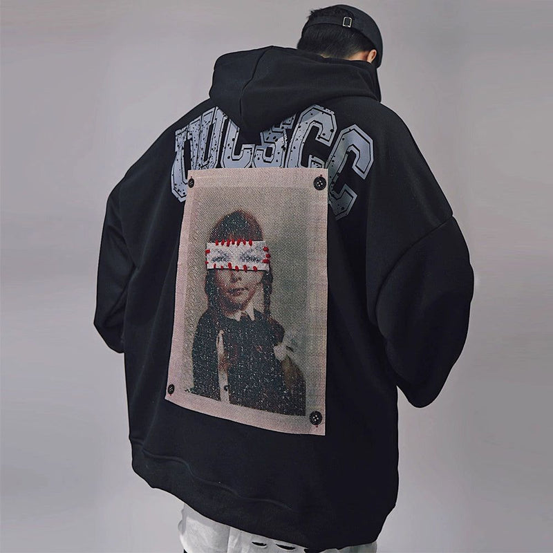 Patchwork Portrait Oversized Hoodie