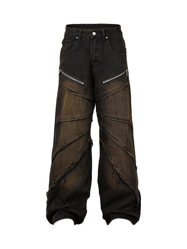 Washed Distressed Baggy Jeans