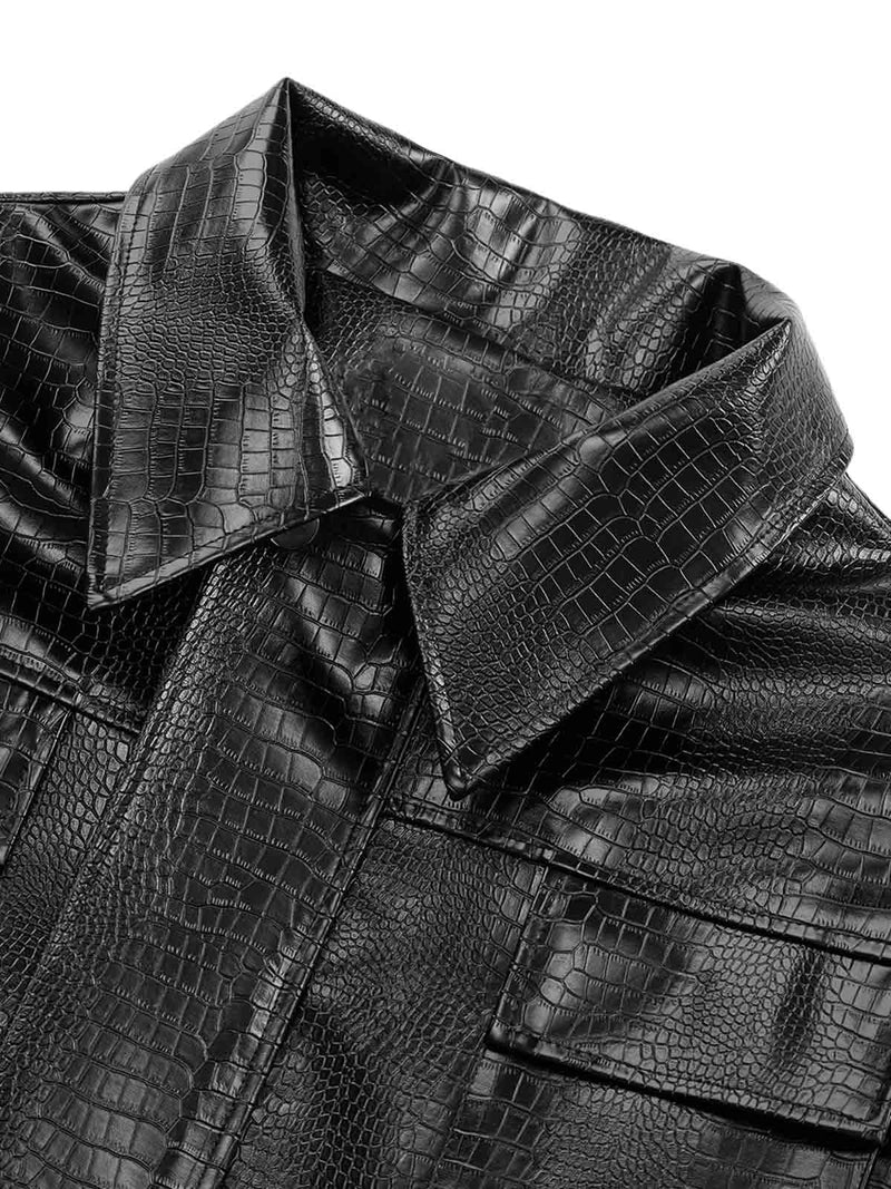 Shoulder Pad PU Leather Jacket