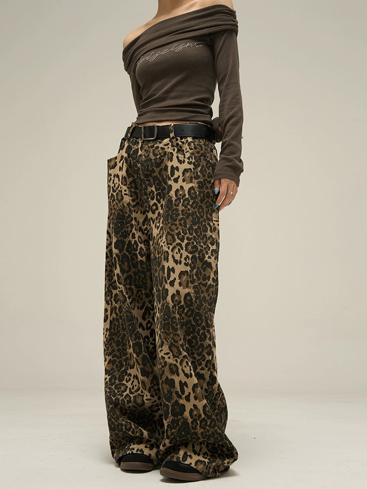 Wild Leopard Print Jeans - chiclara