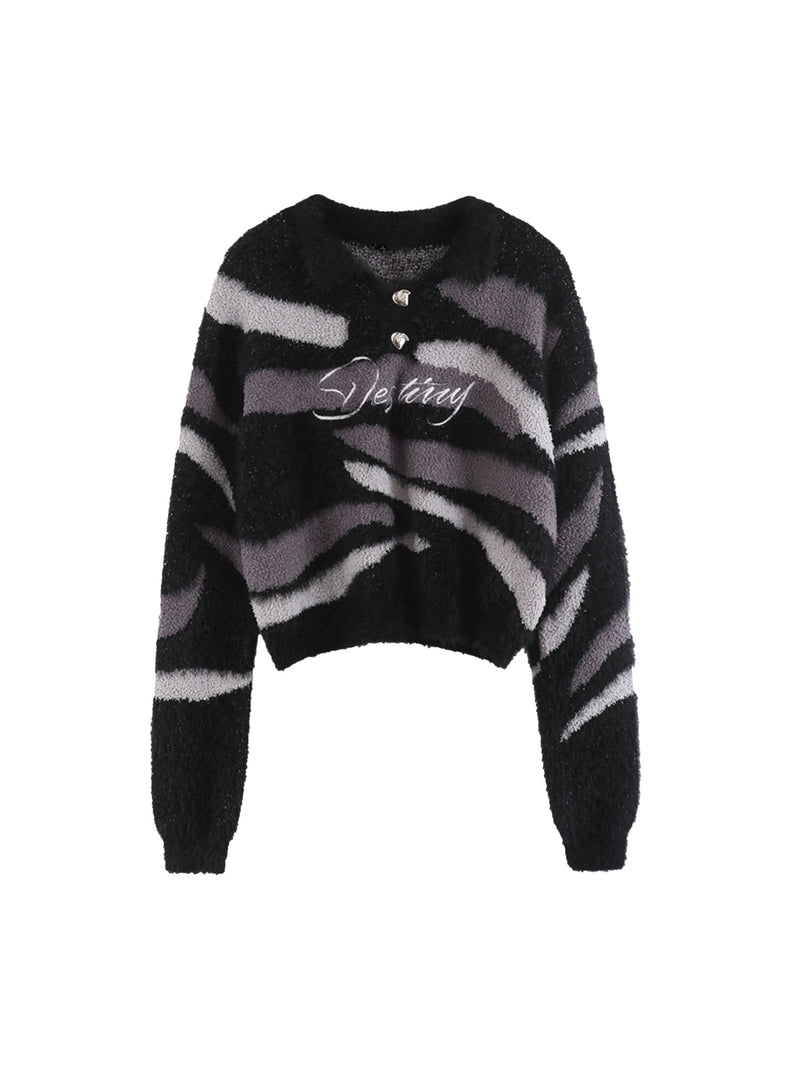 Crop Knit Fuzzy Sweater