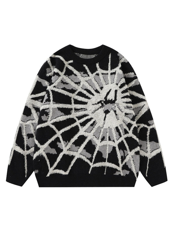 Spider Knit Crew Neck Sweater