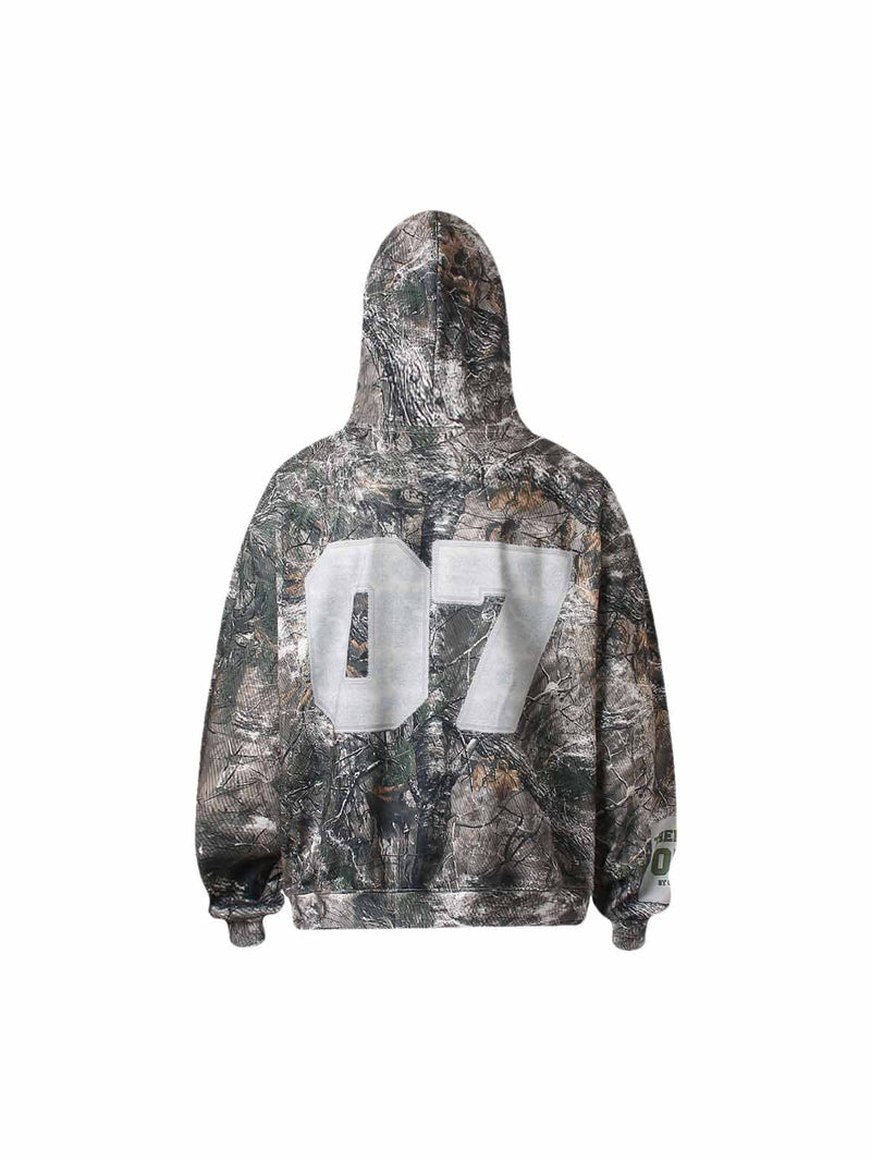 Retro Leaf Camouflage Patchwork Hoodie