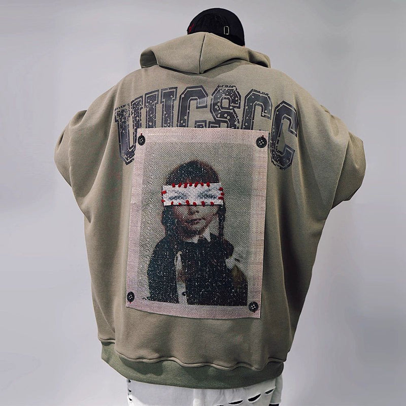 Patchwork Portrait Oversized Hoodie