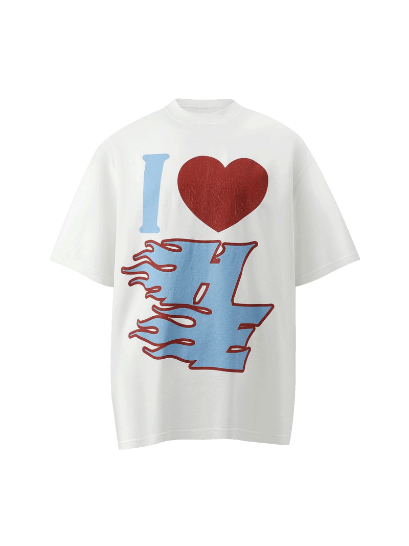 Love Heart Fun Print Street Rap T-Shirt