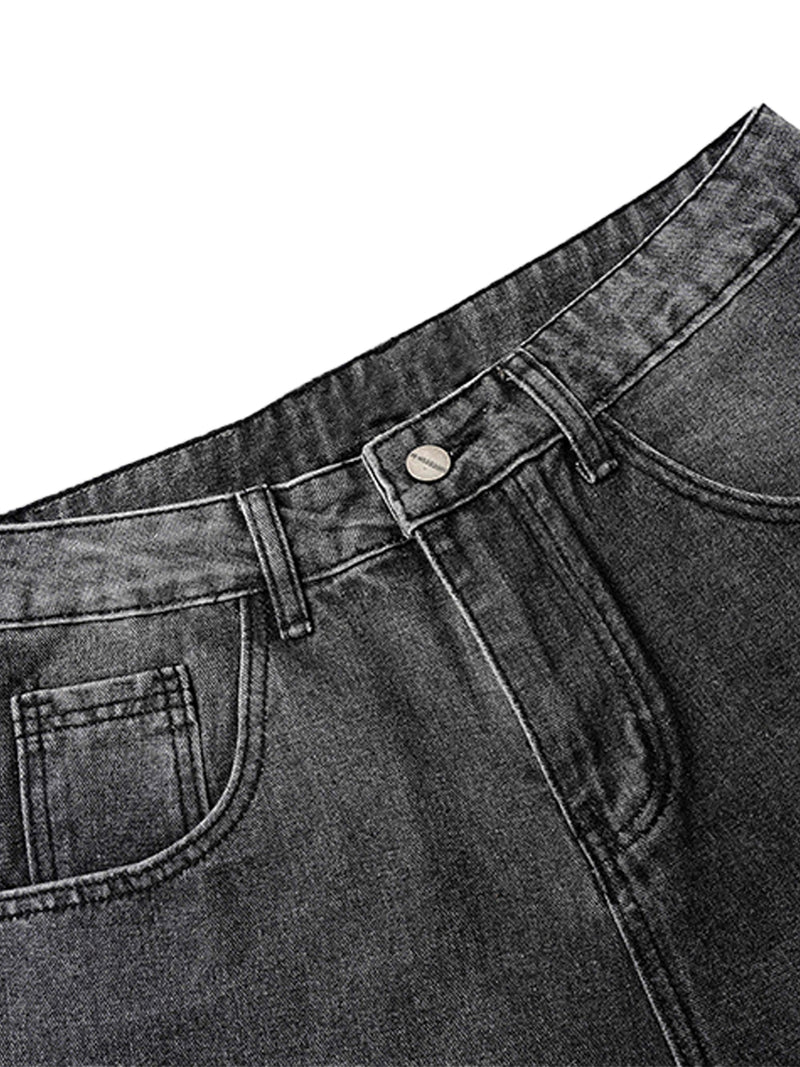 Washed Distressed Multi-Pocket Cargo Jeans