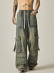 Oversized Washed Denim Cargo Pants