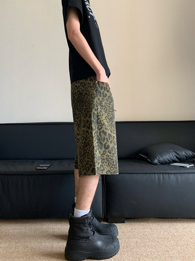 Vintage Leopard Print Cropped Trousers Jort