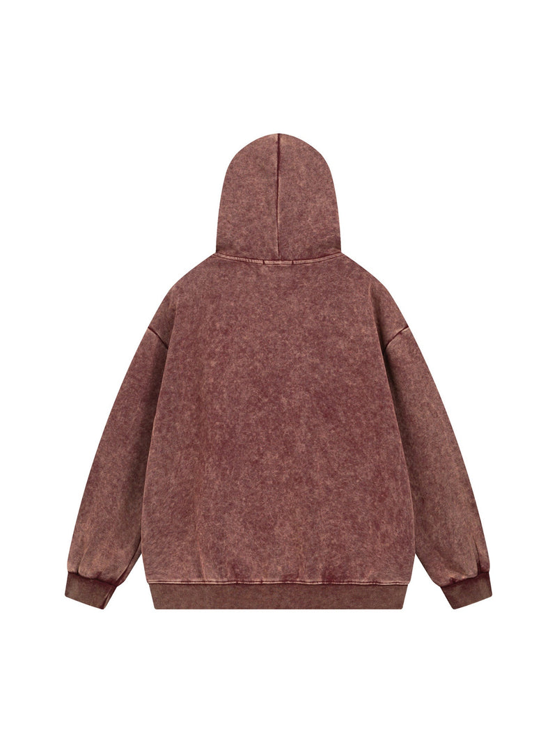 Washed Flame Printed Hooded Fleece Sweatshirt