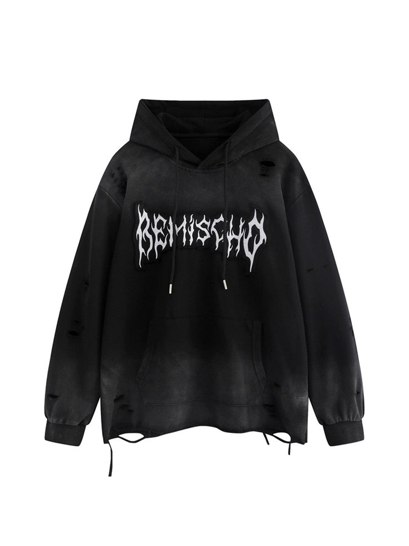 Destroyed Embroidered Gradient Hoodie