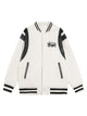 PU Leather Contrasting Letter Embroidery Jacket