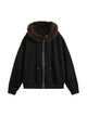 Fur Collar Stitching Cardigan Hoodie