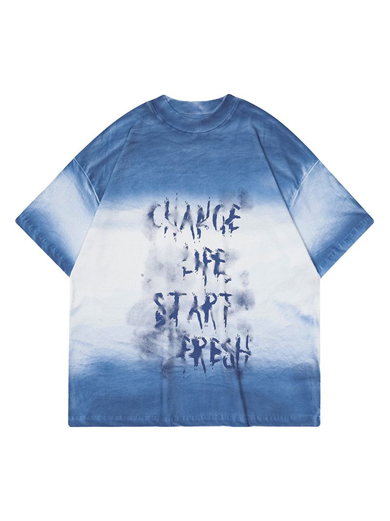 Street Handmade Gradient Spray Hip-hop T-shirt