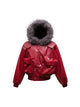 Deconstructed Multi Pocket Fur Hooded PU Leather Jacket