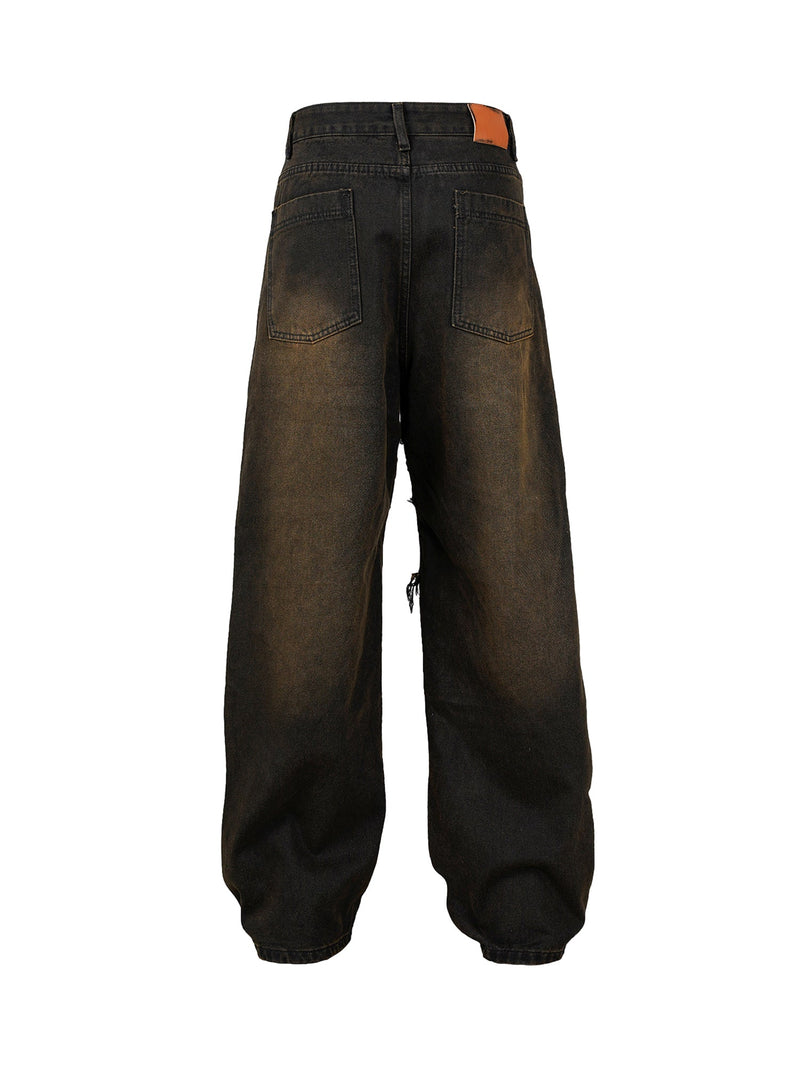 Washed Distressed Baggy Jeans