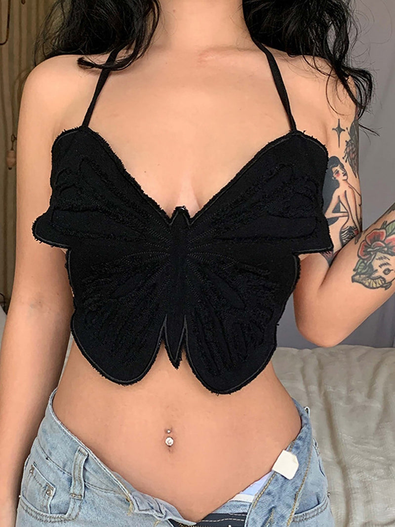 Hot Girl Sexy Butterfly Denim Undershirt