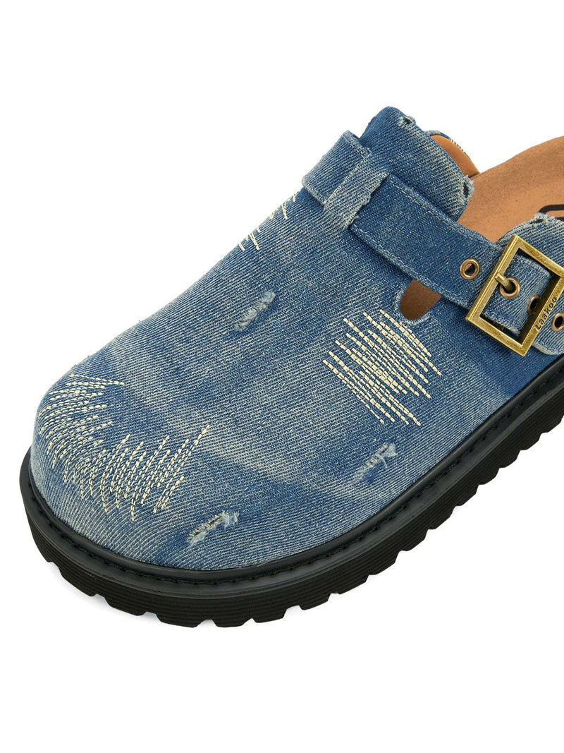 Vintage Denim Embroidered Birkenstocks