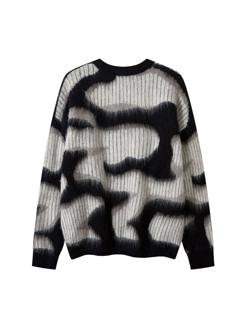 Abstract Mohair Crew Neck Sweater