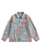 American Street Style Lace Patchwork Denim Jacket