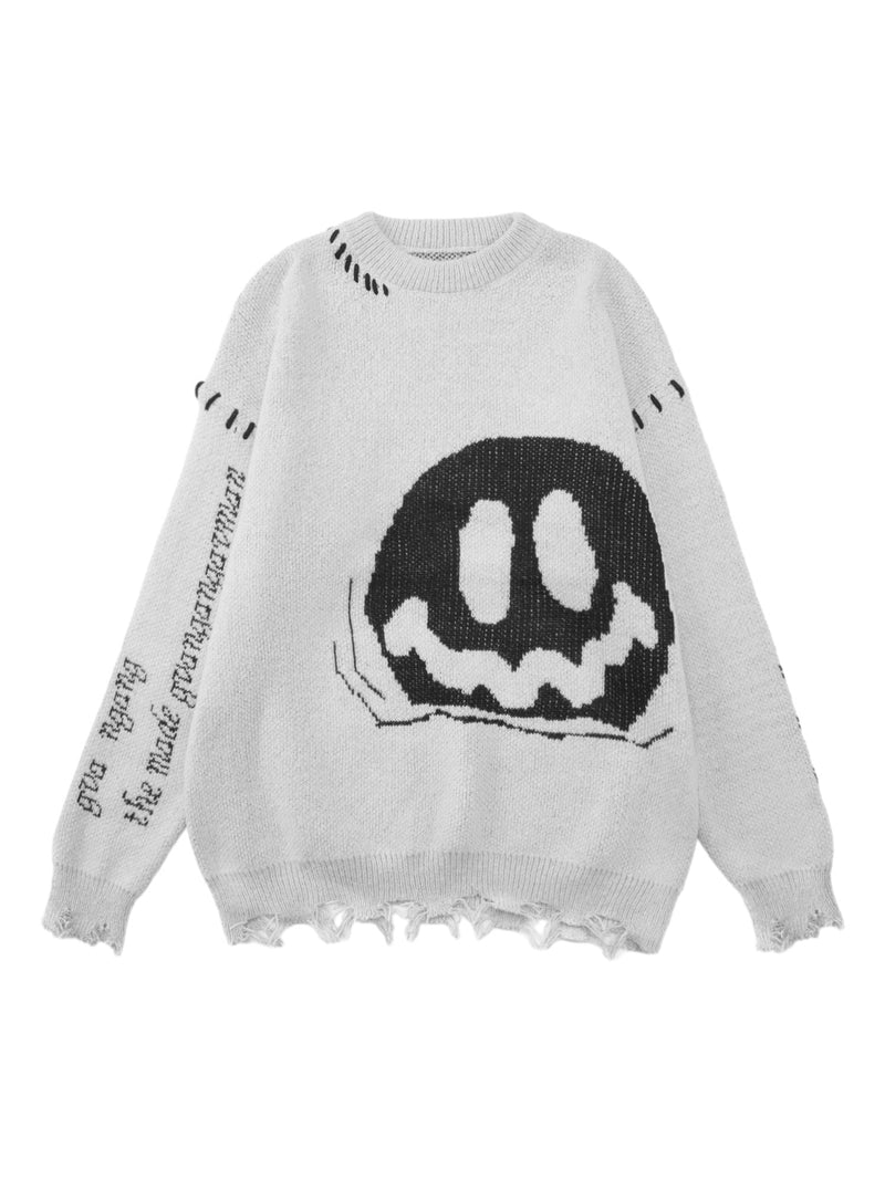 Dark Smiley Face Crewneck Sweater