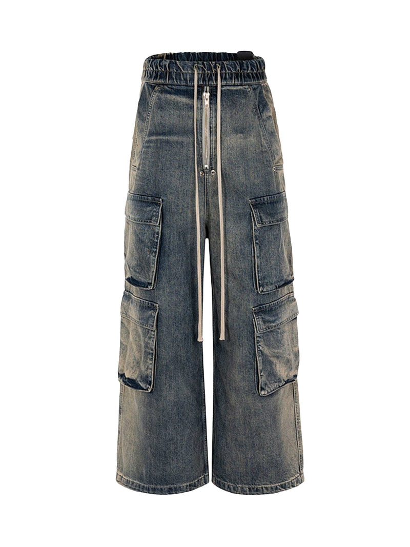 Wide Leg Multi-Pocket Straight Leg Loose Jeans