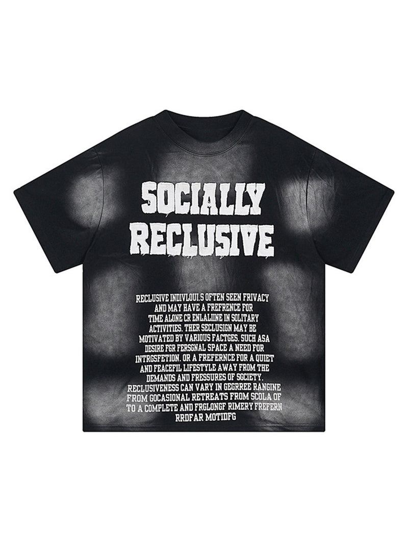 Tie-dye Lettering Print Crew Neck T-shirt