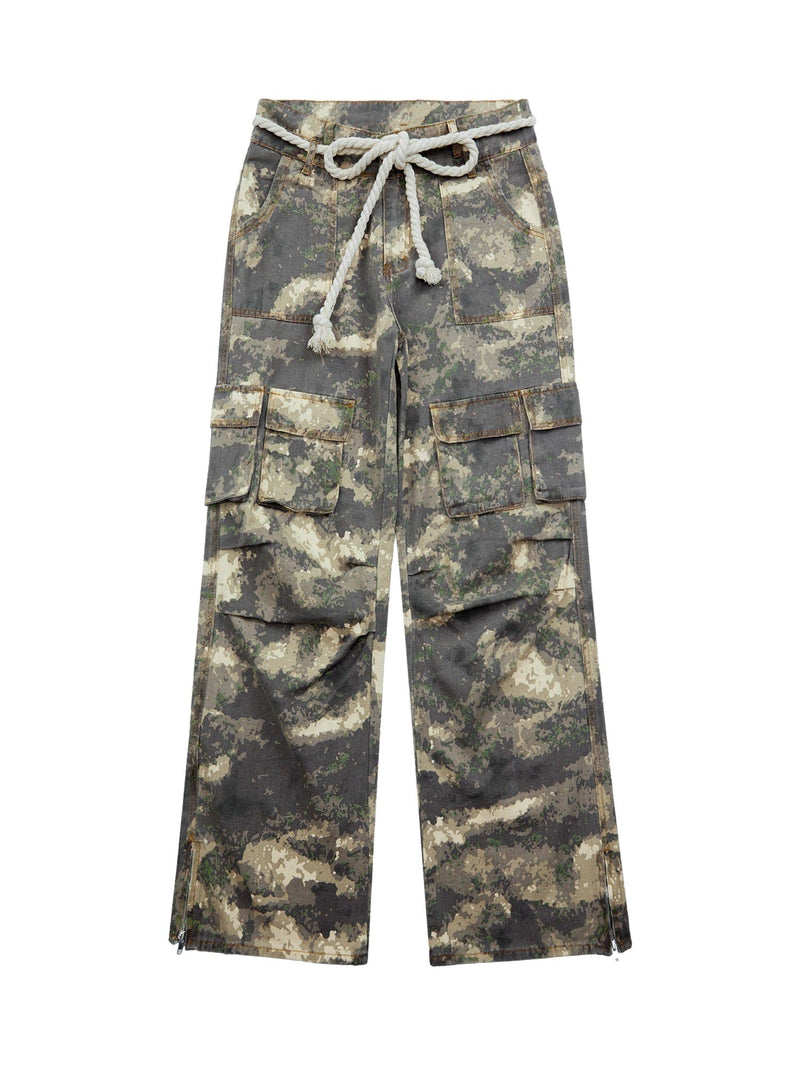 Camo Baggy Wide Leg Pockets Cargo Pants