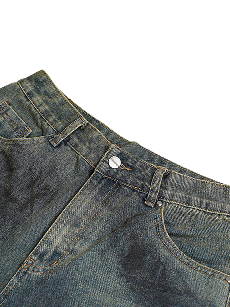 High Street Washed Distressed Denim Shorts