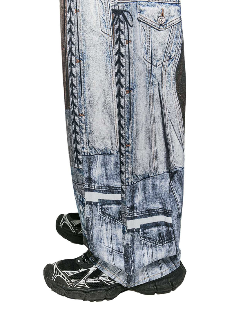 Washed Patchwork Baggy Jeans