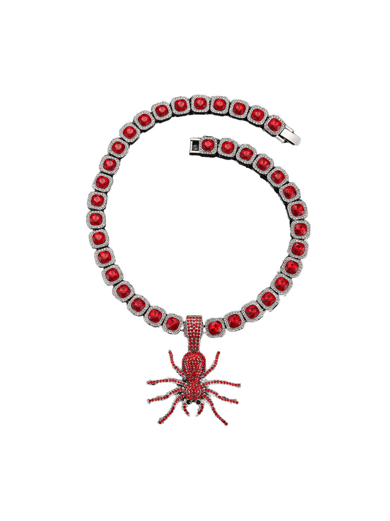 Punk Style Red Spider Cuban Necklace