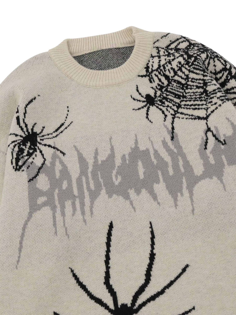 Round-neck Spider Destroy Design Sweater