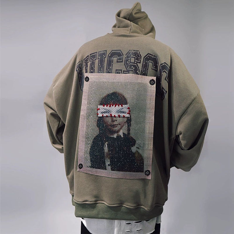 Patchwork Portrait Oversized Hoodie