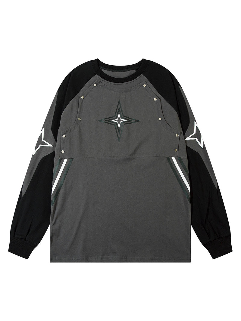 Star Stitched Studded Long Sleeve T-shirt