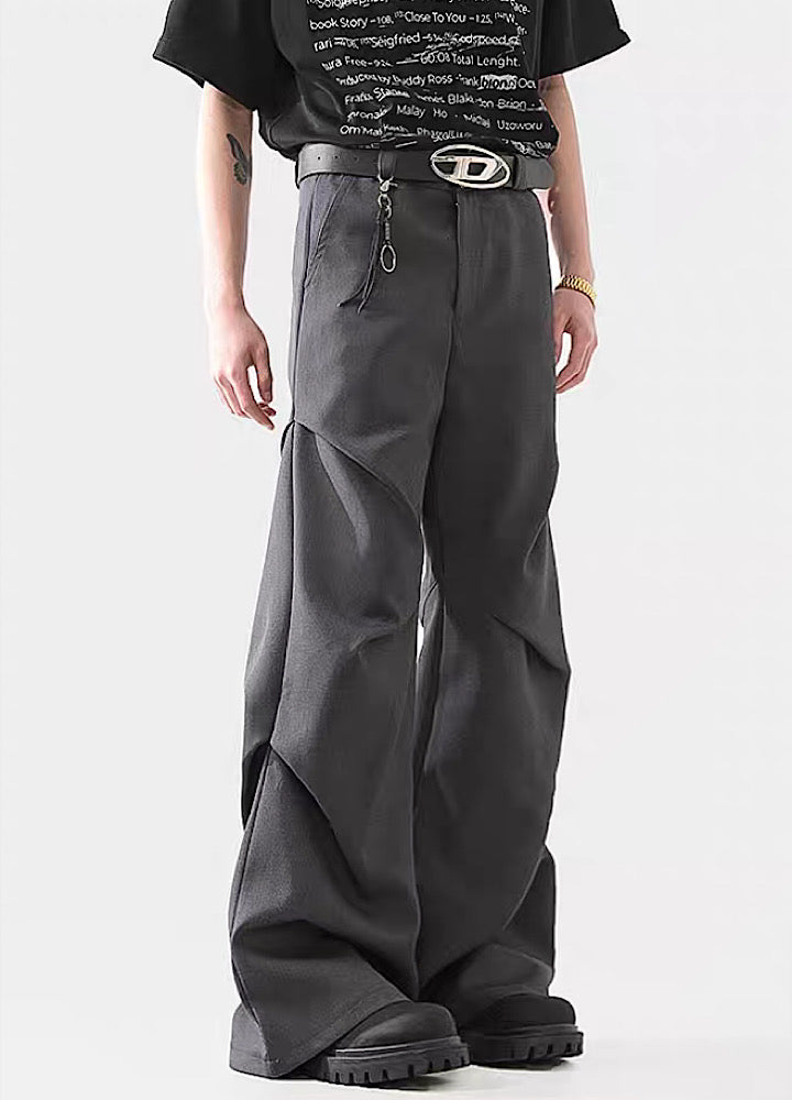 Black Avant-Garde Wide-Leg Utility Pants - chiclara