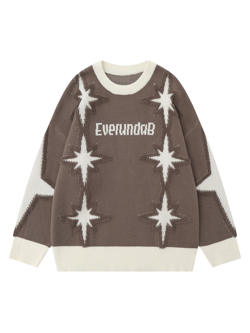 Star Jacquard Crew Neck Sweater